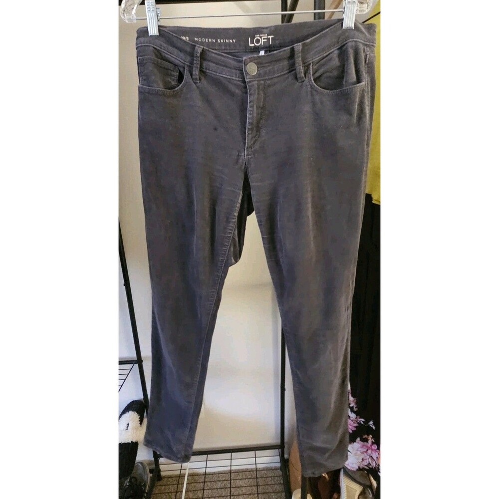 LOFT Women’s Gray Dark Wash Denim Skinny Slim Jeans 5-Pocket Button Zip